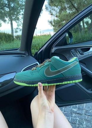 Шкіряні, трендові кросівки nike sb dunk low concepts green lobster