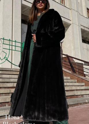 Вишукане пальто шуба норка black glama usa 135 см  р.46-48+