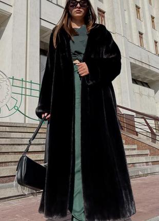 Вишукане пальто шуба норка black glama usa 135 см  р.46-48+5 фото