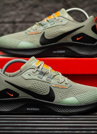 👟кросівки літні nike zoom pegasus trail 3 осіні тканина сітка 👞 темно зелені хакі помаранчеві