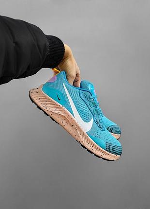 👟👞 кроссовки летние nike zoom pegasus trail 3 осенние ткань сетка коричневые голубые4 фото