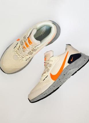 🏝️🌅👟 кроссовки летние nike zoom pegasus trail 3 осенние ткань сетка 👞 оранжевые серые бежевые5 фото