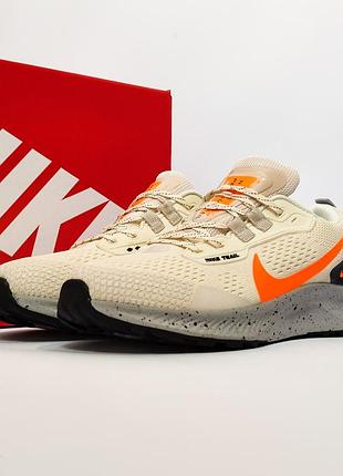 🏝️🌅👟 кроссовки летние nike zoom pegasus trail 3 осенние ткань сетка 👞 оранжевые серые бежевые