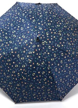 Жіноча синя парасолька тростина з дрібними квітами2 фото