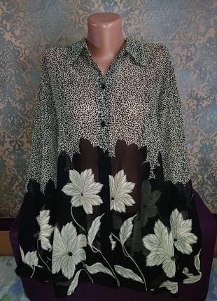 Женская легкая блуза большой размер батал 52/54/56 блузка рубашка1 фото