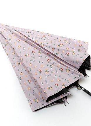 Жіноча пудрова парасолька тростина з дрібними квітами5 фото