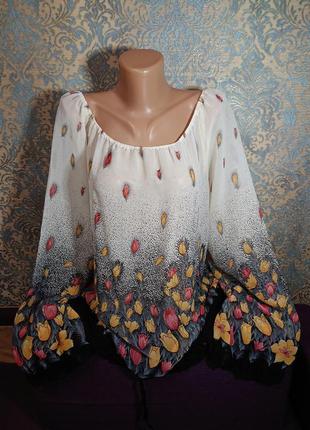 Красивая женская блуза в цветы большой размер батал 50 /52 блузка1 фото