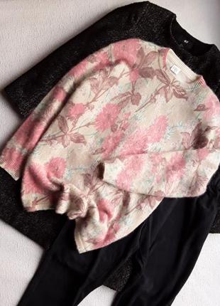 Милый мягонький ангоровый свитер с цветочным узором1 фото