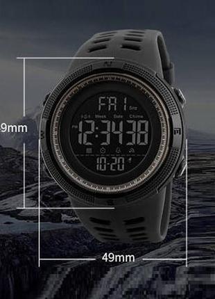 Чоловічий спортивний наручний годинник skmei 1251 електронний з підсвіткою, армійський цифровий годинник хакі5 фото