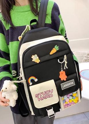 Школьный детский портфель для девочки комплектом 5 в 1 рюкзак пенал сумка брелок3 фото