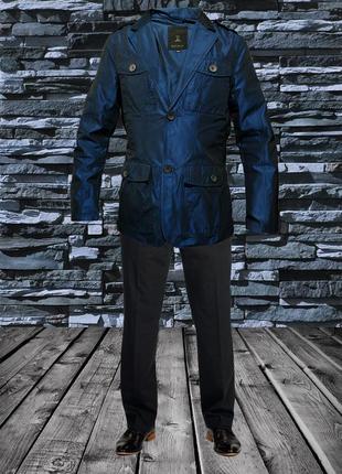 Ультрамодний ефектний піджак - жакет синього кольору5 фото