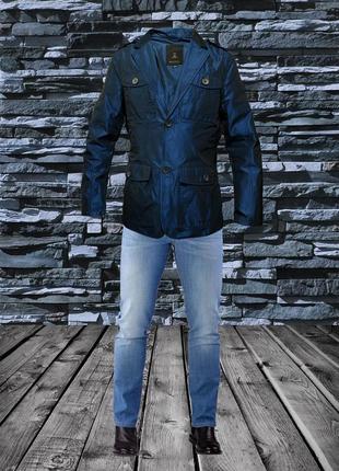 Ультрамодний ефектний піджак - жакет синього кольору6 фото