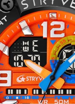 Мужские наручные спортивные часы stryve (ораньжевый), водонепроницаемые, с будильником, подсветкой.4 фото