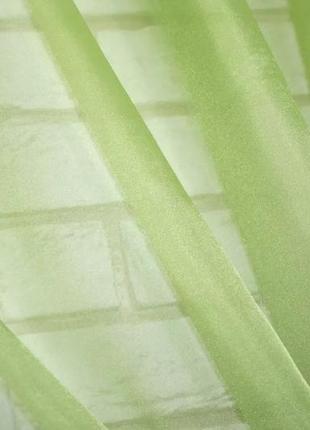 Комплект штор (4х2,7м. + 2шт. 1,5x2,7м) "компаньйон" шифон. колір оливковий з білим4 фото