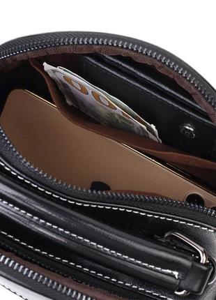 Женская глянцевая сумка на плечо из натуральной кожи 22130 vintage черная5 фото