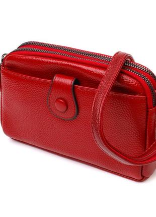 Яркая сумка-клатч в стильном дизайне из натуральной кожи 22125 vintage красная