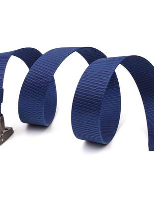 Надежный мужской ремень с металлической пряжкой из текстиля 20596 vintage синий5 фото