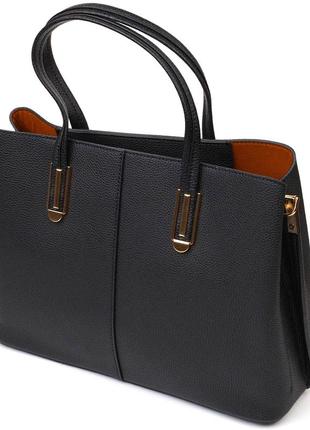 Стильна сумка для ділової жінки з натуральної шкіри 22085 vintage чорна
