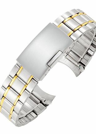 Сталевий браслет для наручних годинників комбінований колір. з полумісяцем .  ширина 18, 20 та 22 мм.1 фото