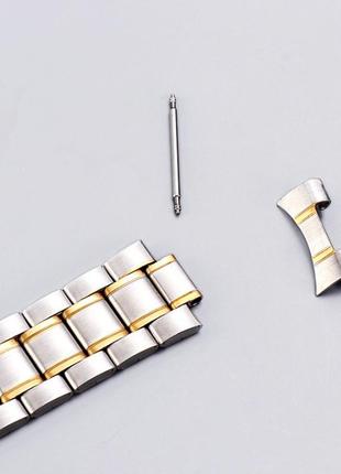 Сталевий браслет для наручних годинників комбінований колір. з полумісяцем .  ширина 18, 20 та 22 мм.2 фото