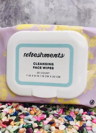 ✔️оригінал серветки для зняття макіяжу refreshments cleansing face wipes 30шт