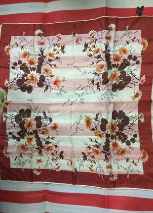 Красивый шелковый платок,палантин linea /цветочный принт4 фото