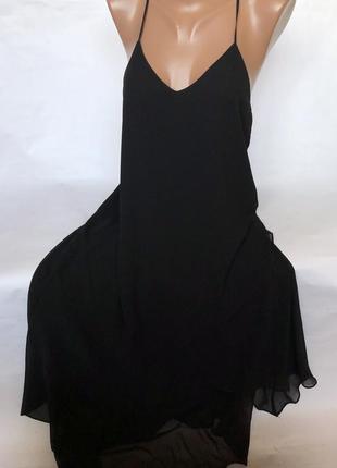 Лёгкое чёрное платье шифон1 фото