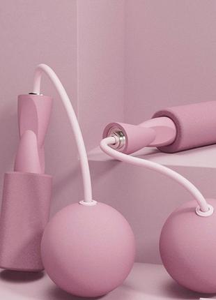 Бесшнуровая скакалка с утяжелением для занятий спортом тренировок дом улица тренажерный зал цвет розовый