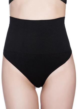 Трусы утяжка женские с высокой посадкой черние танга xxl