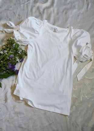 Блуза белая с пышными рукавами , uk 6