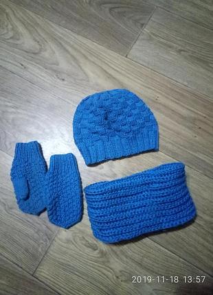 Шапка снуд рукавиці комплект