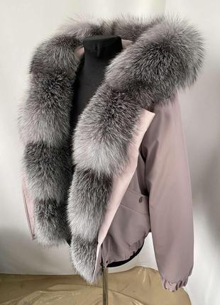 Женский зимний бомбер, куртка с мехом блюфрост, 40-56 размеры8 фото