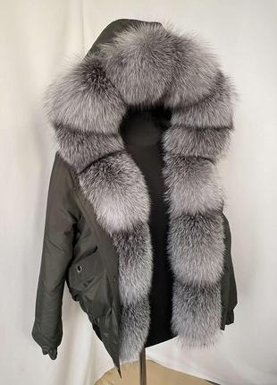 Женский зимний бомбер, куртка с мехом блюфрост, 40-56 размеры3 фото