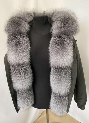 Женский зимний бомбер, куртка с мехом блюфрост, 40-56 размеры9 фото