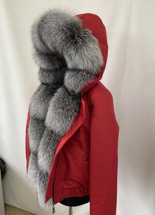 Женский зимний бомбер, куртка с натуральным мехом блюфрост, 40-56 размеры3 фото