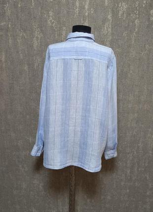 Рубашка,блуза льняная 100% лен голубая в полоску, брендовая ,новая .2 фото