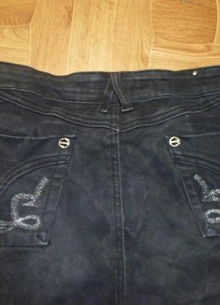 Теплые джинсовые бриджи forcalun jeanc черные на трикотаже,джинсы,пояс тянется4 фото
