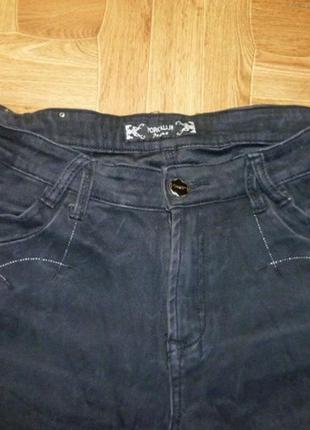 Теплые джинсовые бриджи forcalun jeanc черные на трикотаже,джинсы,пояс тянется2 фото
