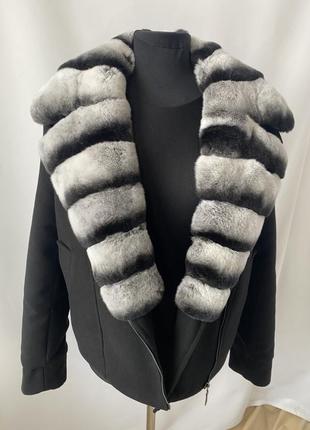 Короткое кашемировое пальто с натуральным мехом,пальто с натуральным мехом кролик рекс,44'-563 фото