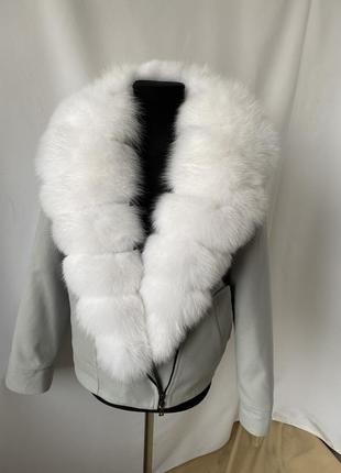 Короткое кашемировое пальто с натуральным мехом,пальто с натуральным мехом кролик рекс,44'-567 фото