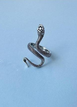 Кольцо серебро посеребрение 925 пробе змея кольцо со смеей