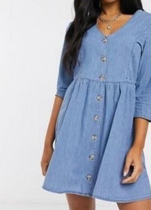 Джинсовое голубое платье,100 процентов коттон