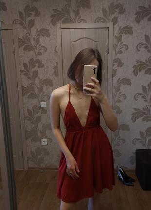 Красное платье сарафан открытая спинка