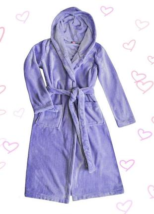 Халат сиреневый с поясом на девочку