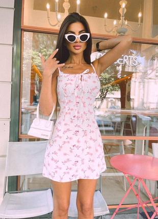 ❤️ шикарное женское платье в цветы мини белое белое платье платье мыны сарафан женкое