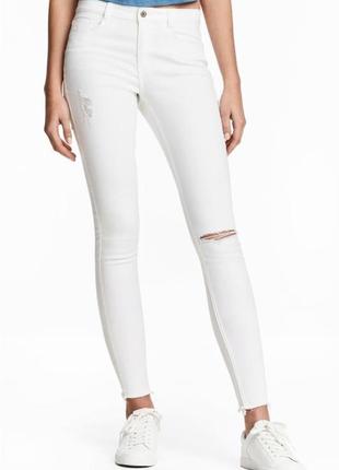 Белые джинсы скинни h&m