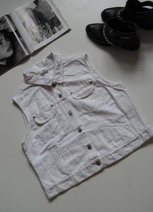 Белая джинсовка лён+ хлопок vroom&dreesmann 🤍