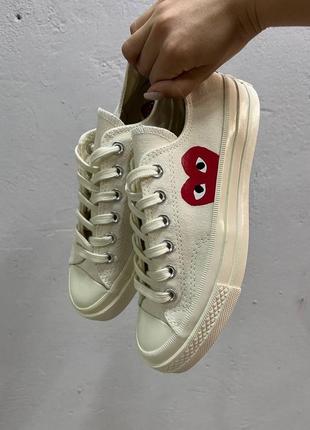 Кроссовки женские garcons play x converse low white2 фото