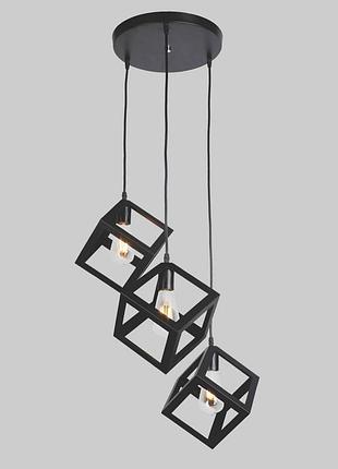 Чёрная люстра из трёх кубиков (56-pr160f-3 bk)