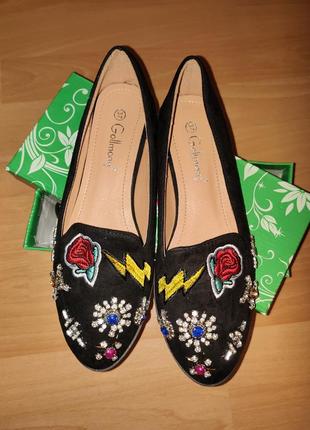 Балетки туфлі вишивка стрази сліпони нові жіночі на дівчинку підлітка